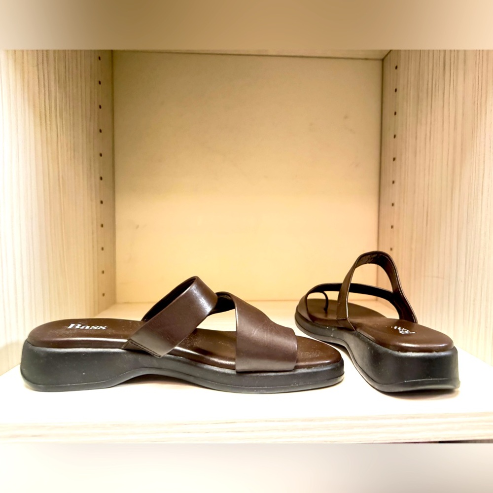 Bass NWT Dark Brown Leather Slide Sandals